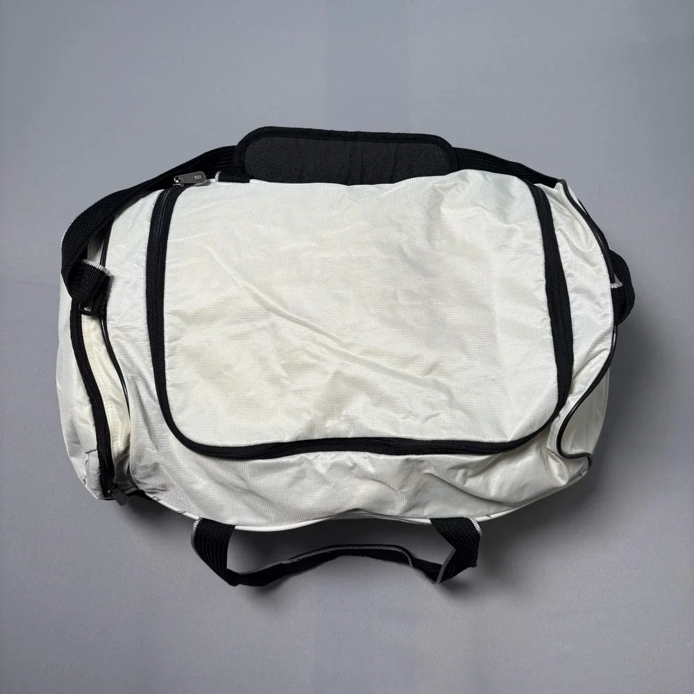 Nike Woven Duffel Bag White Black Gym Travel Training Swoosh Logo